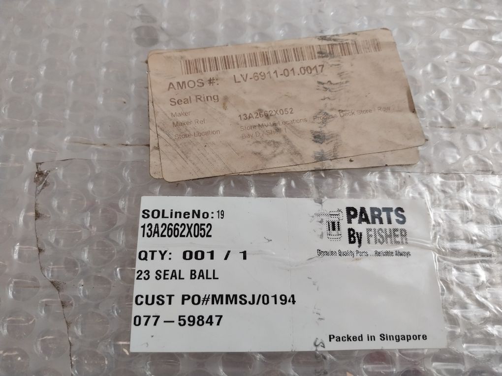 Fisher Controls 13A2662X052 Ball Seal Ring 10 V150/V200/V300