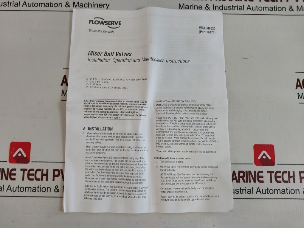 Flowserve Wcaim2030 Miser Ball Valve Kit