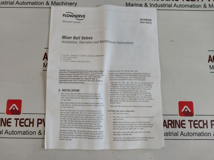 Flowserve Wcaim2030 Miser Ball Valve Kit