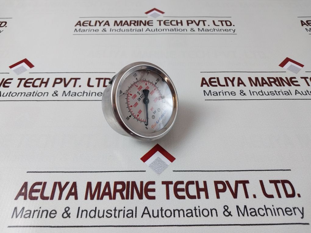 Fluiconnecto En 837 Kl. 1.6 Pressure Gauge 0-250 Bar & 0-3500 Psi