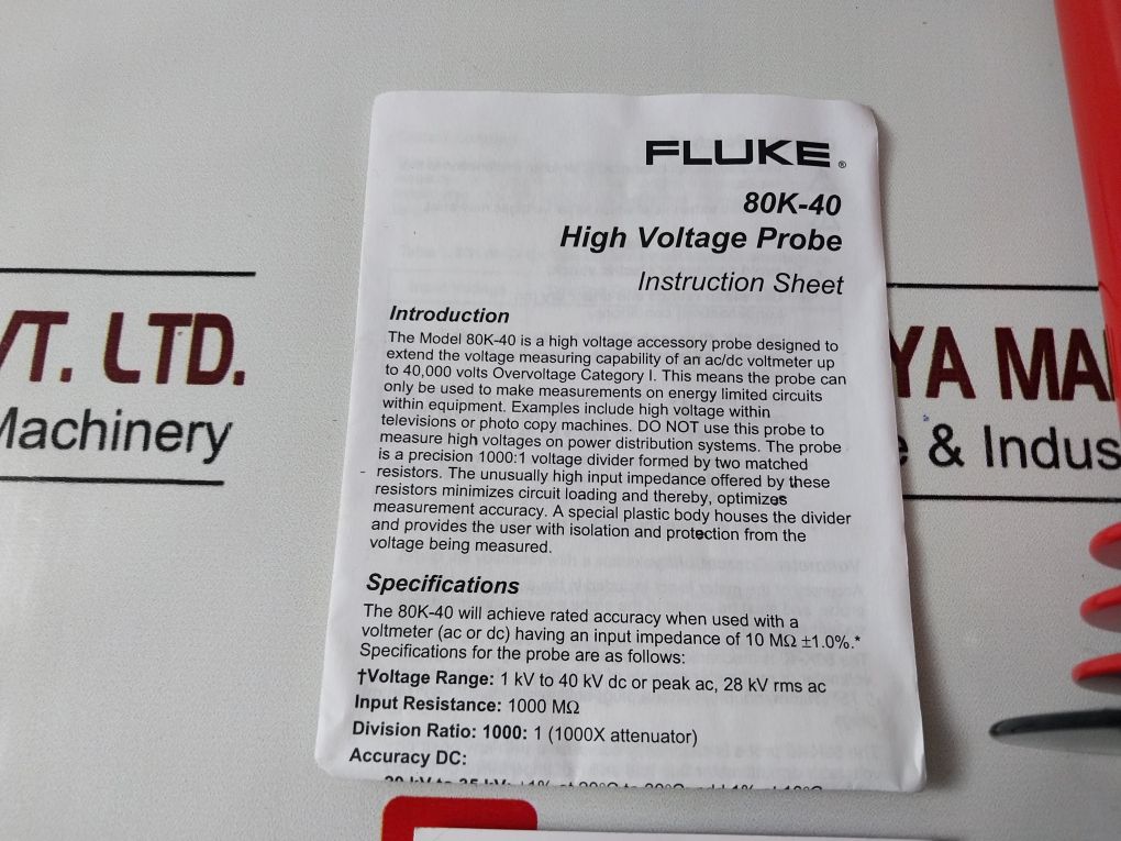 Fluke 80K-40 High Voltage Probe