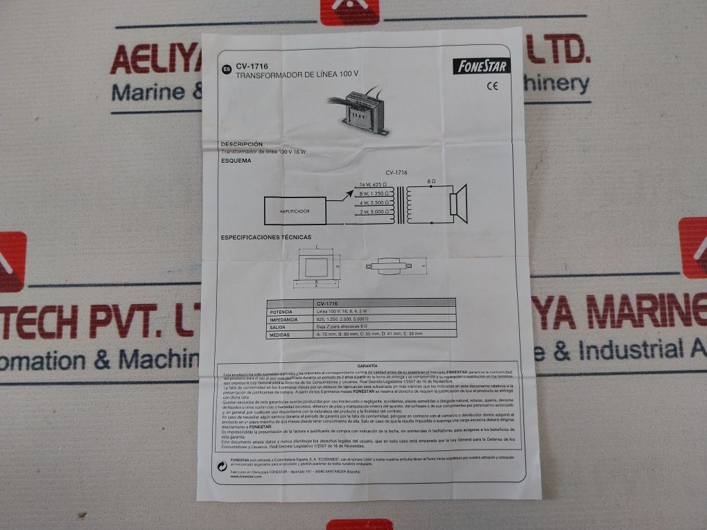 Fonestar Cv-1716 Line Transformer