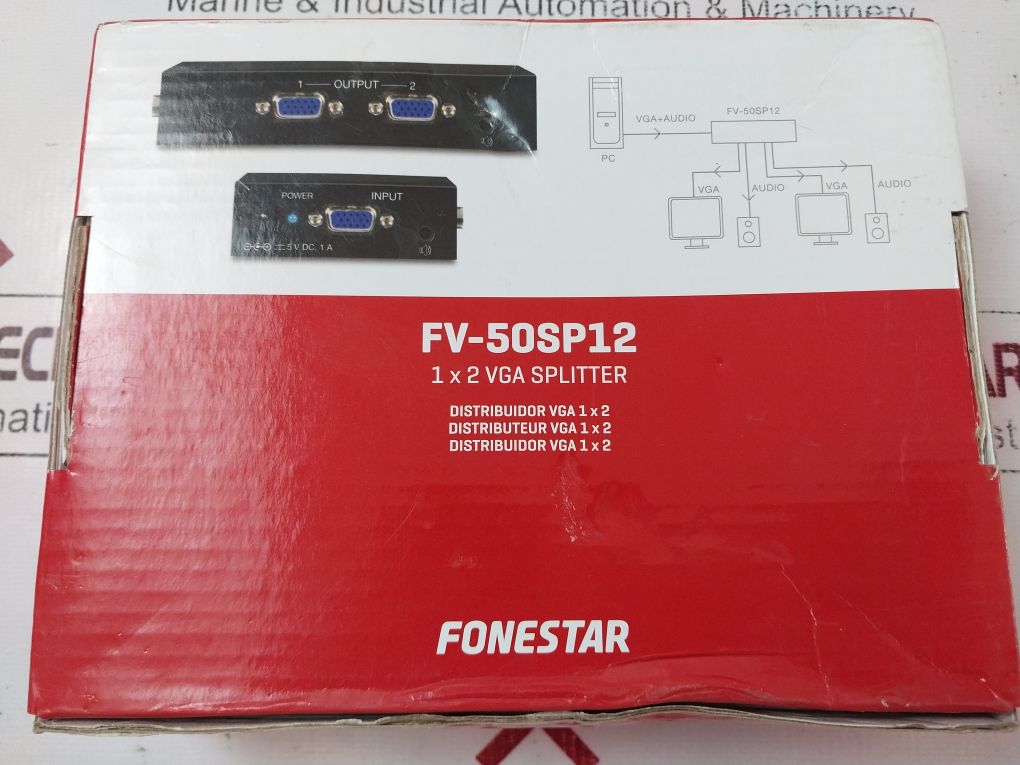 Fonestar Fv-50Sp12 1 X 2 Vga Splitter Distributor With Pa001 Power Adapter