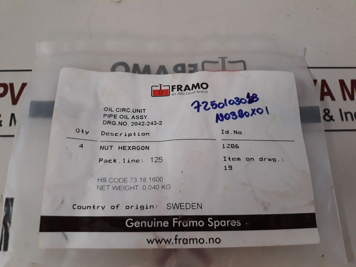 Framo 1206 Nut Hexagon
