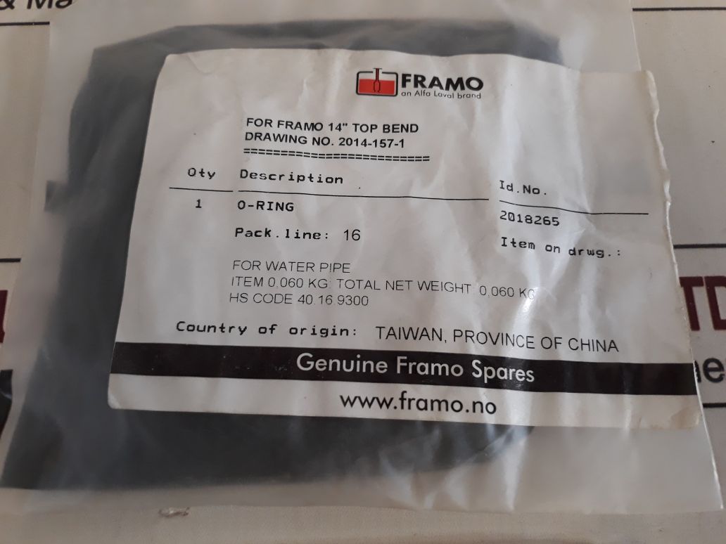 Framo 2018265 O-ring For Water Pipe