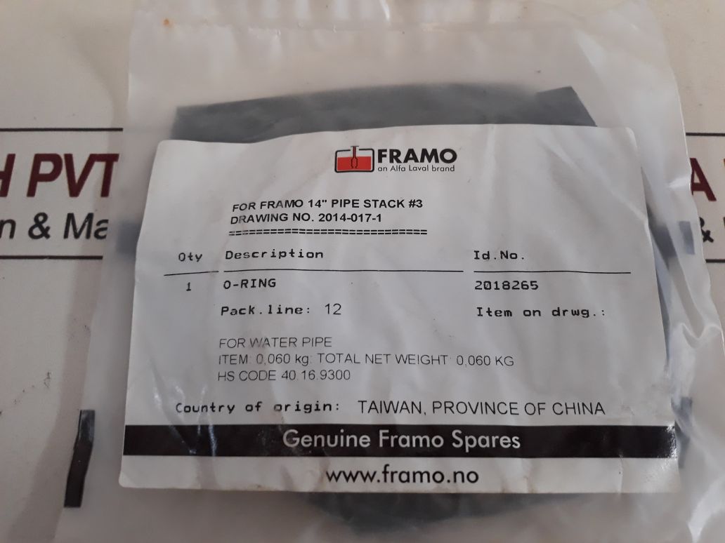 Framo 2018265 O-ring For Water Pipe