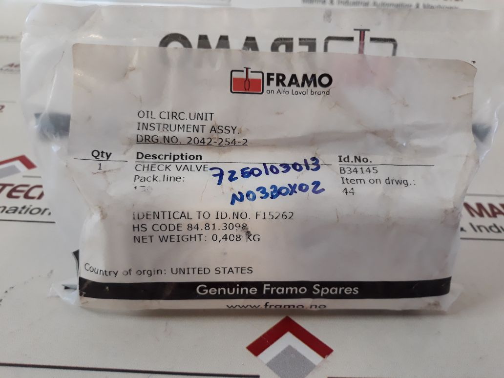 Parker Framo B34145 Check Valve 8F-c8L-5-ss