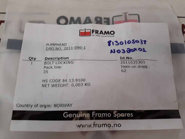 Framo 2011035301 Bolt Locking