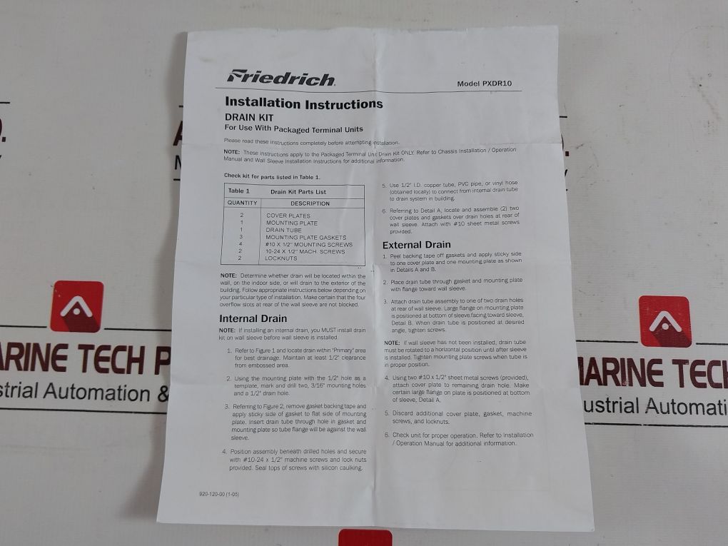 Friedrich Pxdr10 Condensate Drain Kit