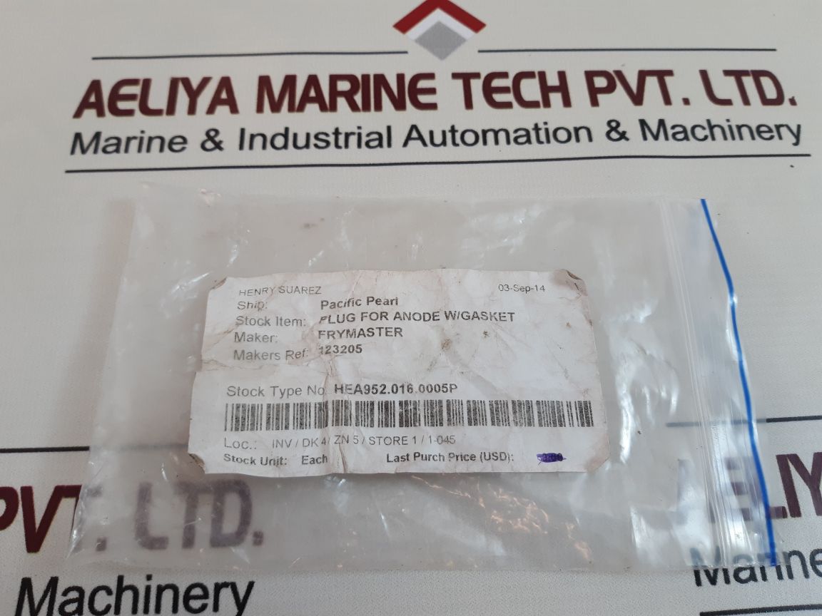 Frymaster 123205 Plug For Anode W/Gasket