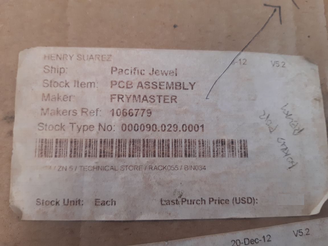 Frymaster 8262288 Control Cntrl Cm3.5 Elc Fv Cm Ce