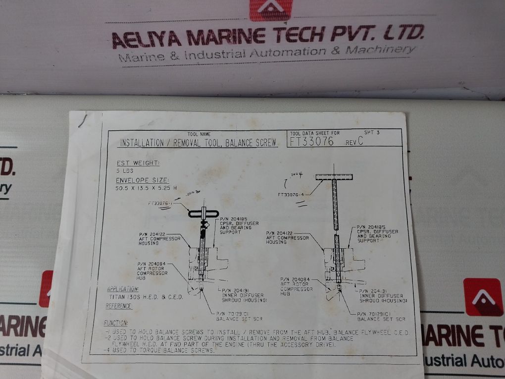 Ft33076-4 Tool, Removal Of Balance Screw