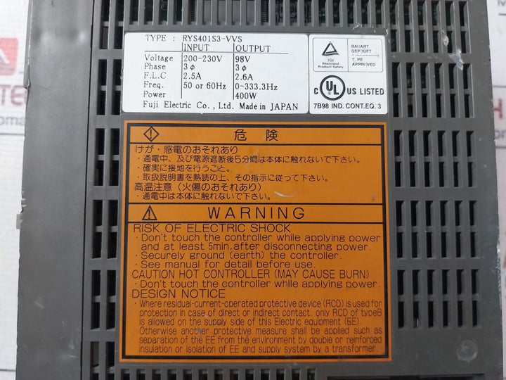 Fuji Electric Faldic Rys401S3-vvs Ac Servo Drive 200-230V