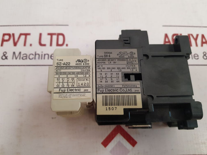 Fuji Electric Sh-4 Contactor With Sz-a22 Auxiliary Contact Block