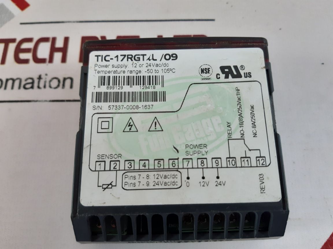 Full Gauge Tic-17Rgtil/09 Digital Thermostat 16(8)A/250Vac1Hp