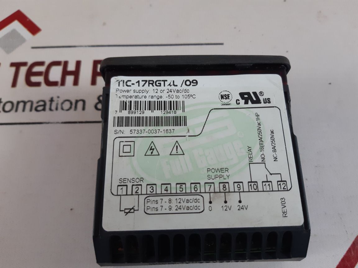 Full Gauge Tic-17Rgtil/09 Digital Thermostat 16(8)A/250Vac1Hp Free Shipping