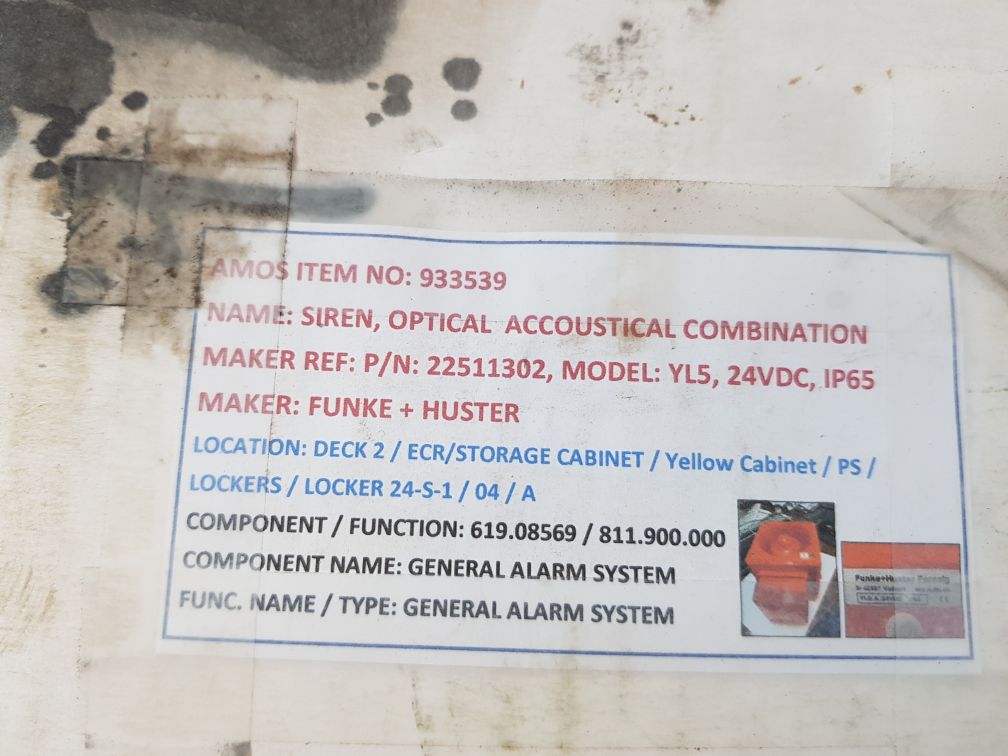 Funke+Huster Yl5/A/24Vdc Huster Strobe With Sounder
