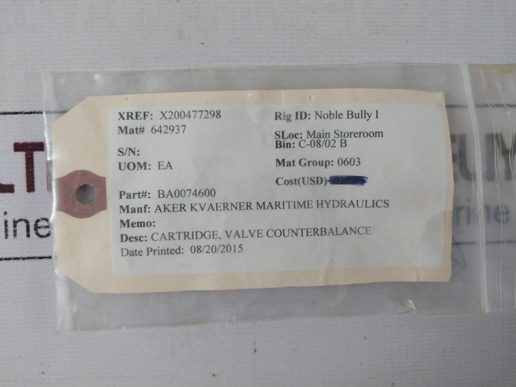 G.Fluid Pb116-b-210-4-n-00 Counterbalance Cartridge Valve
