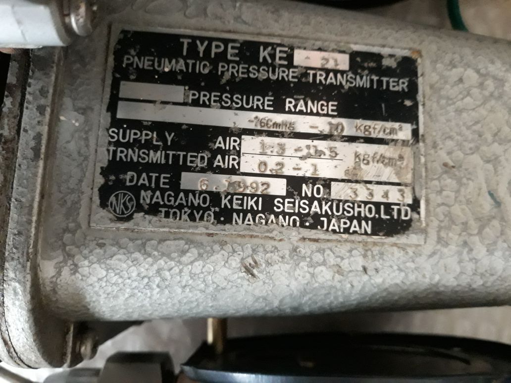 Nagano Keiki Ke 21 Pneumatic Pressure Transmitter