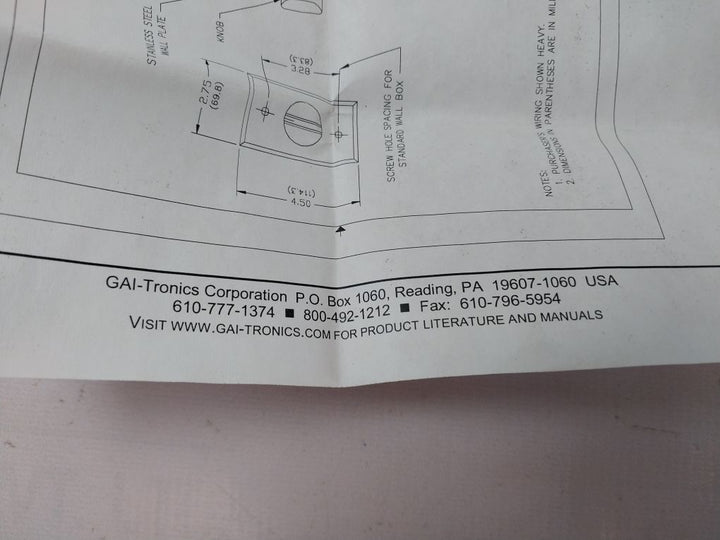 Gai-tronics 12506-001 Remote Speaker Volume Kit Rev. A