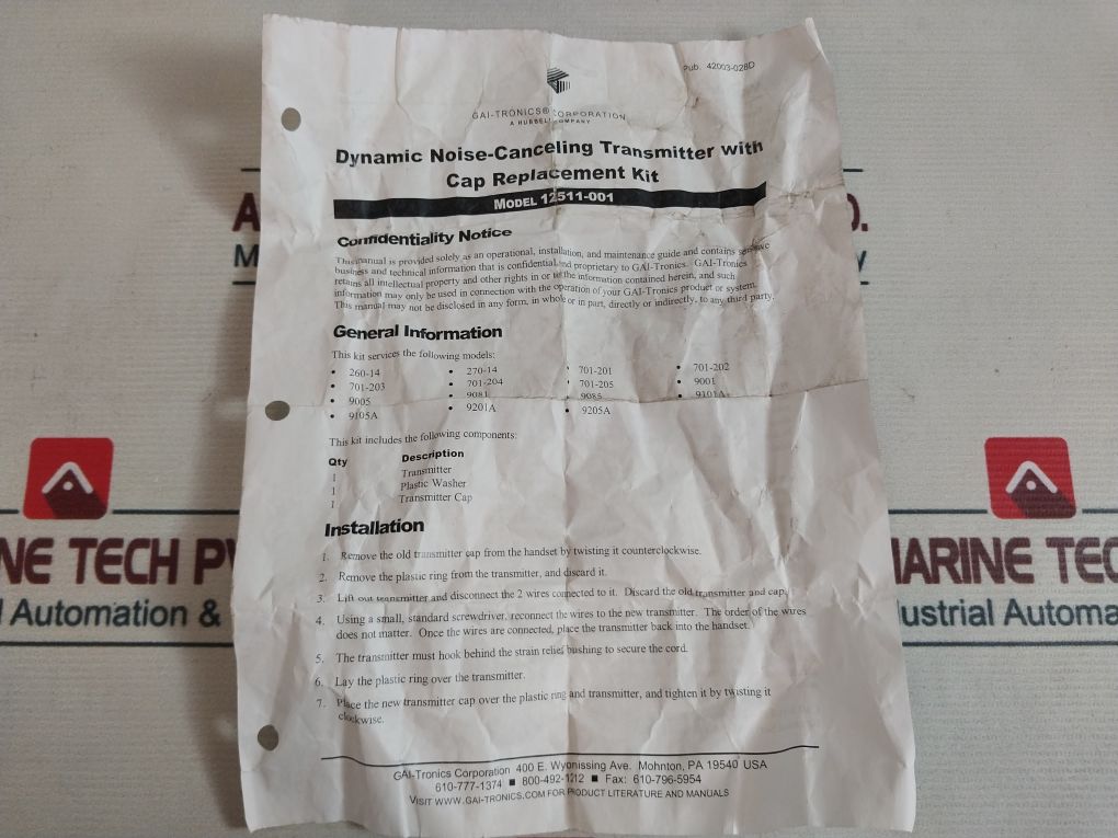 Gai-tronics 12511-001 Dynamic Noise-cancelling Transmitter With Cap