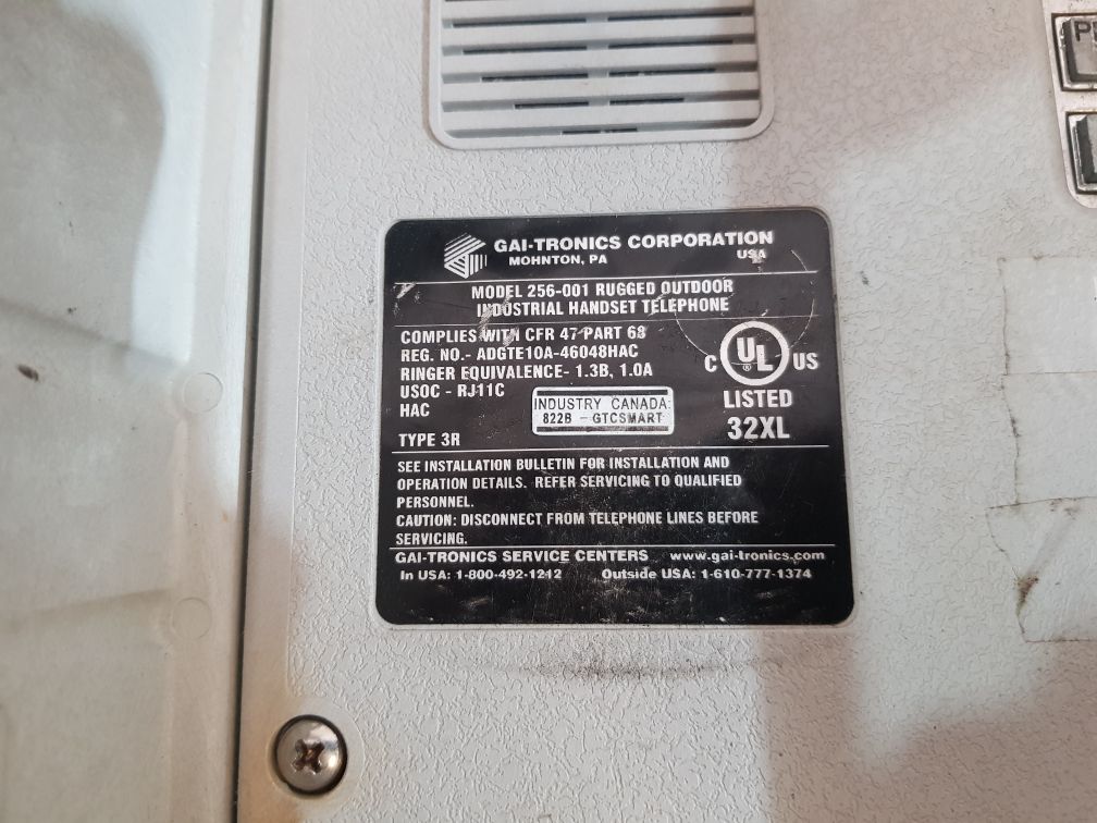 Gai-tronics 256-001 Industrial Handset Telephone 3R