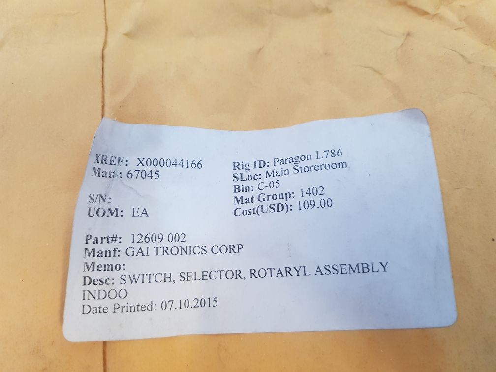 Gai-tronics 61512-003 Selector Switch