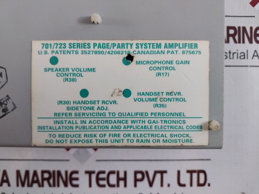 Gai-tronics 701/723 Series Page Party System Amplifier 701-302