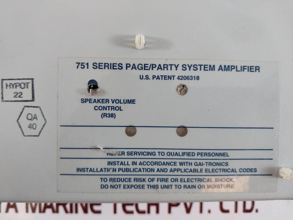 Gai-tronics 751-001 Page/Party System Amplifier With 69701-010 Pcb