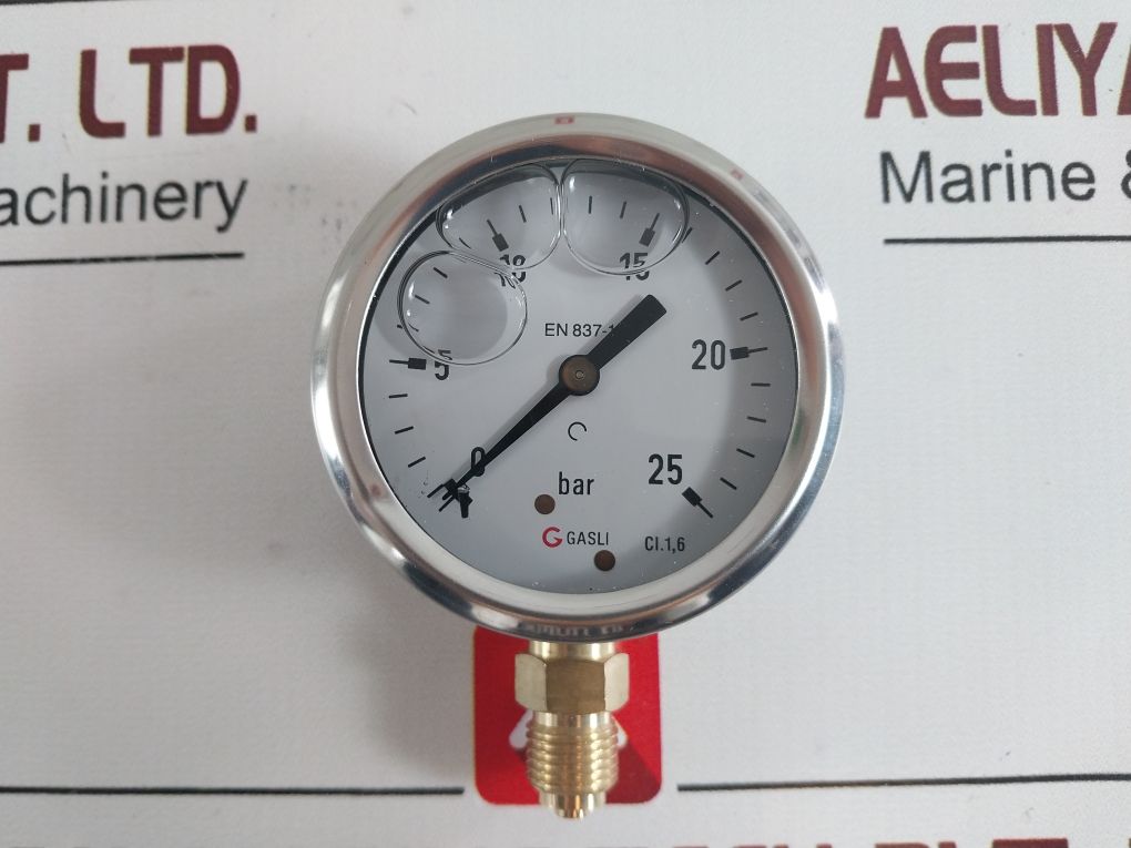 Lot Of 2X Gasli En 837-1 Pressure Gauge 0-25 Bar