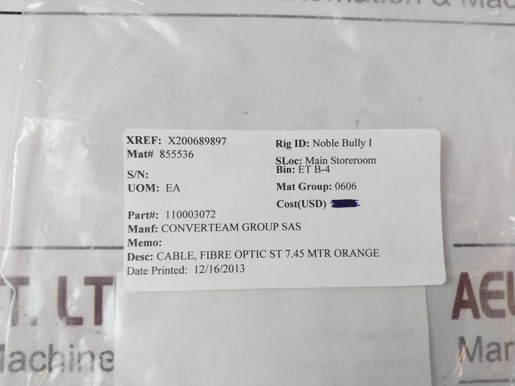 Ge 110003072 Fibre Optic Cable 7.45M Orange St-st Simplex 62.5/125