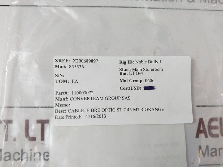 Ge 110003072 Fibre Optic Cable 7.45M Orange St-st Simplex 62.5/125