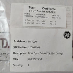 Ge 110003064 Fibre Optic Cable St 6.25M Orange St-st Simplex 62.5/125