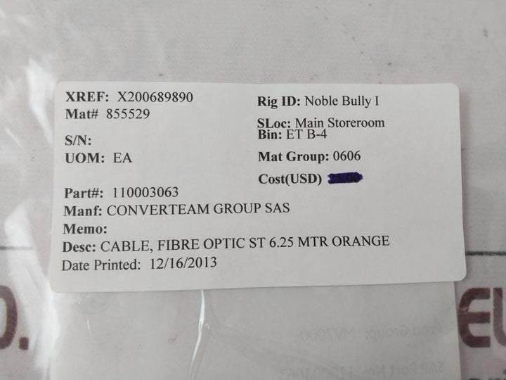 Ge 110003064 Fibre Optic Cable St 6.25M Orange St-st Simplex 62.5/125