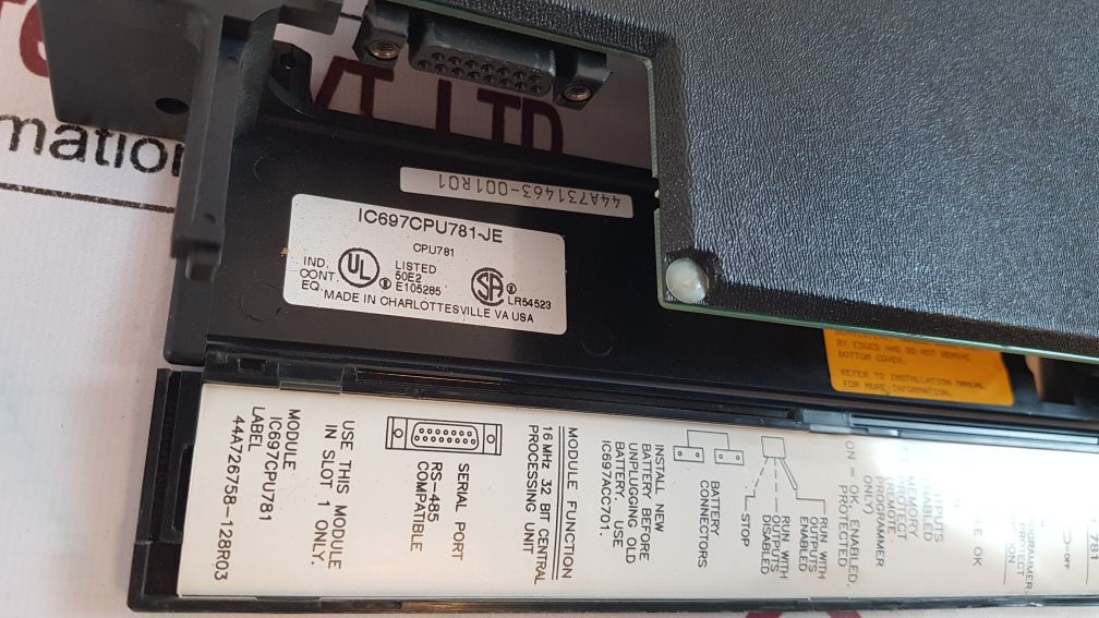 Ge Fanuc Ic697Cpu781 Central Processing Unit