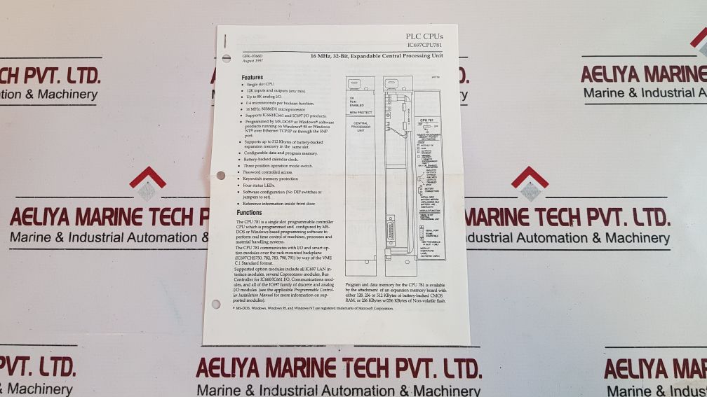 Ge Fanuc Ic697Cpu781 Central Processing Unit
