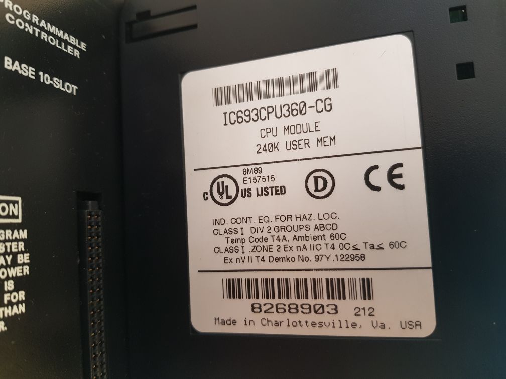 Ge Fanuc Ic693Mdl940,Ic693Apu300,Ic693Alg222,Ic693Mdl645,Ic693Cpu360-cg,Ic693Pwr321I Programmable Controller Base 10-slot