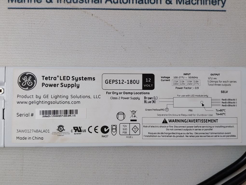 Ge Geps12-180U Led System Power Supply E219167 Class 2 Ip66