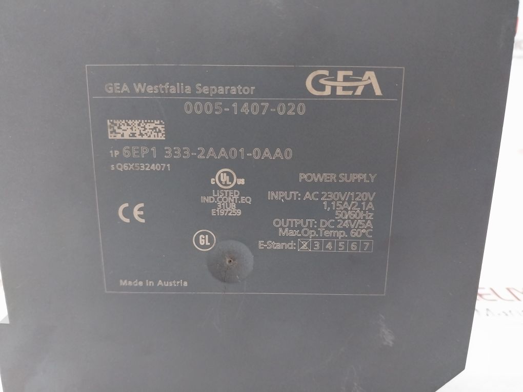 Gea 0005-1407-020 Power Supply 6Ep1 333-2Aa01-0Aa0 Ac 230V/120V Dc 24V/5A