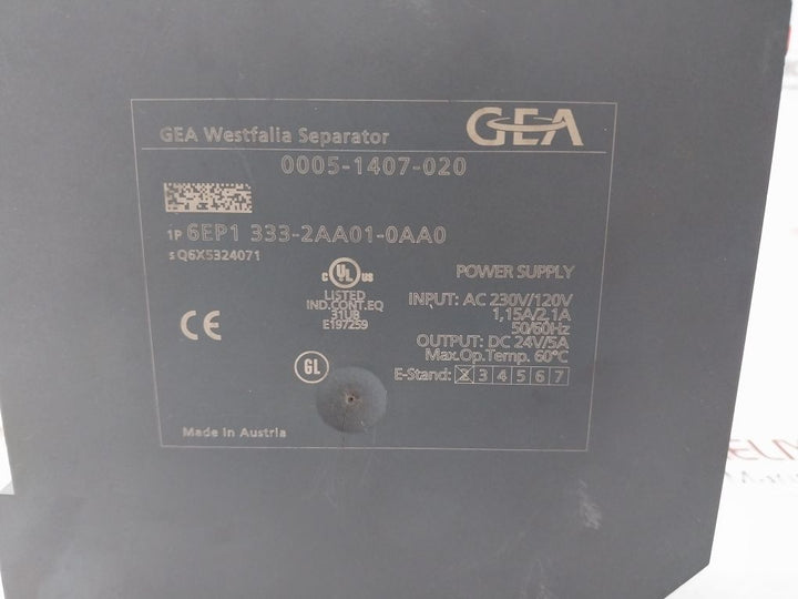Gea 0005-1407-020 Power Supply 6Ep1 333-2Aa01-0Aa0 Ac 230V/120V Dc 24V/5A