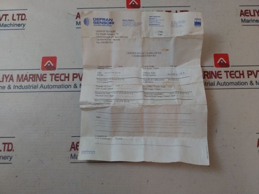 Gefran Brasil Tkg N 1 M 3.5C M Pressure Transmitter