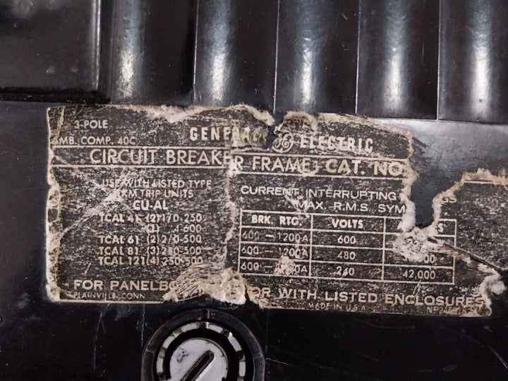 General Electric 192A7029P29 Circuit Breaker Frame 3 Pole