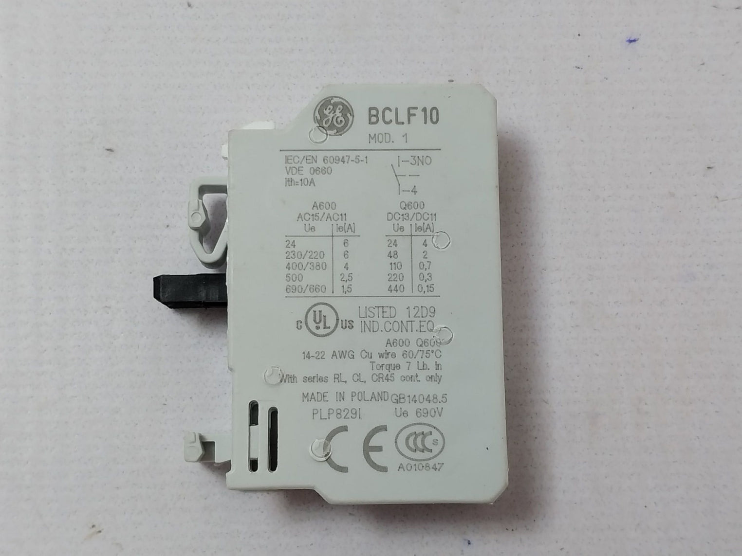 General Electric Bclf10 Switch Contact Block