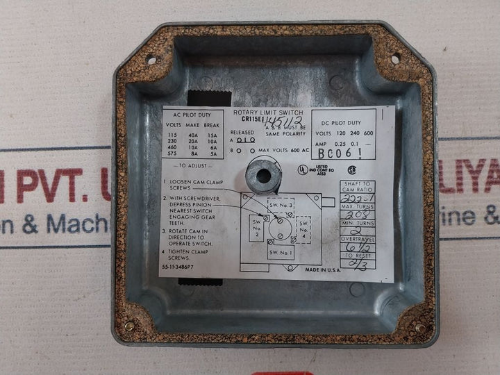 General Electric Cr115E1 Rotary Limit Switch