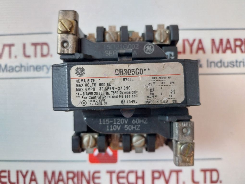 General Electric Cr305C0 Nema 1 Contactor Starter 600V Ac 30A