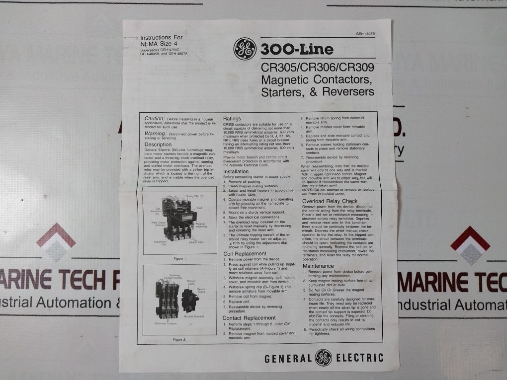 General Electric Cr306F002 Magnetic Starter