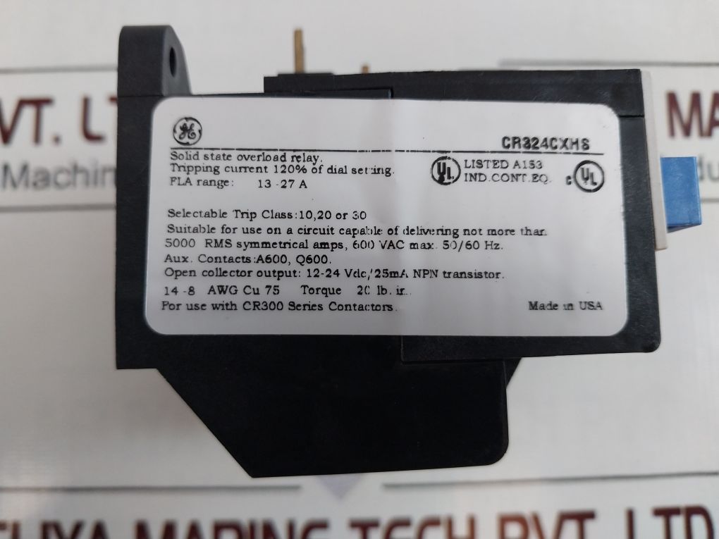 General Electric Cr324Cxhs Solid State Overload Relay 13-27 A