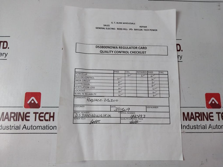 General Electric Ds3800Nowa Regulator Card