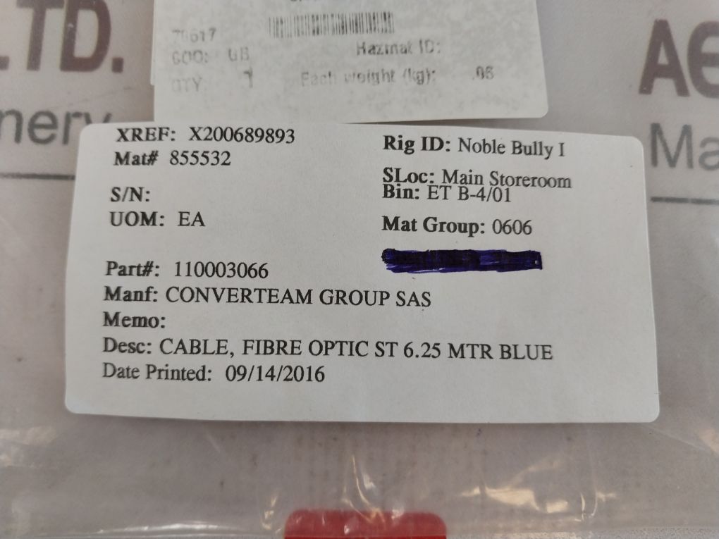 General Electric Pcr110003066 Fibre Optic St 6.6M Blue Cable