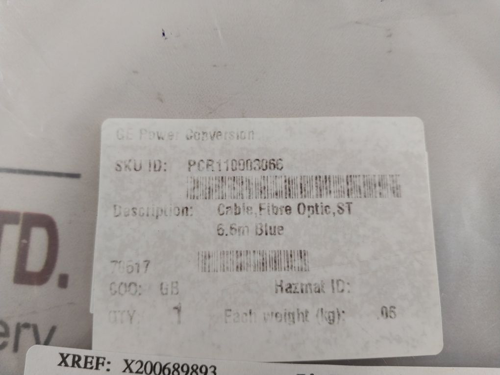 General Electric Pcr110003066 Fibre Optic St 6.6M Blue Cable